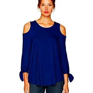 Adrianna Papell Women's Solid Long Sleeve Cold Shoulder Blouse, sz L